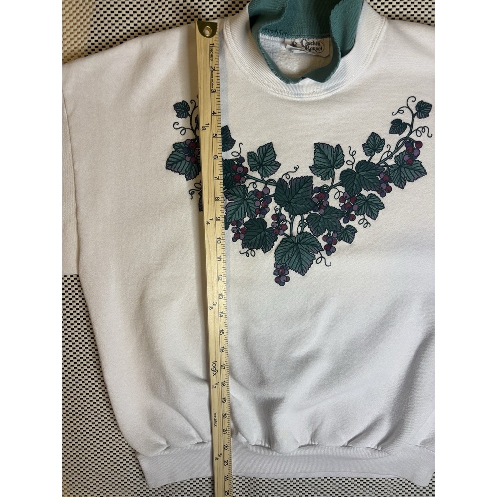 Vintage Cracker Barrel Sweatshirt XL Mock Neck Grapevine Graphic Cream 90s USA - Picture 8 of 9